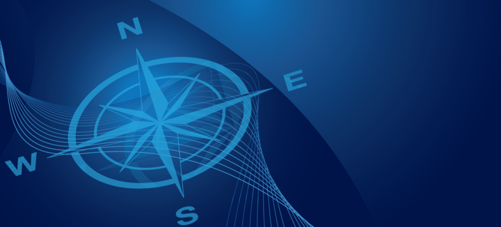 compass on blue background