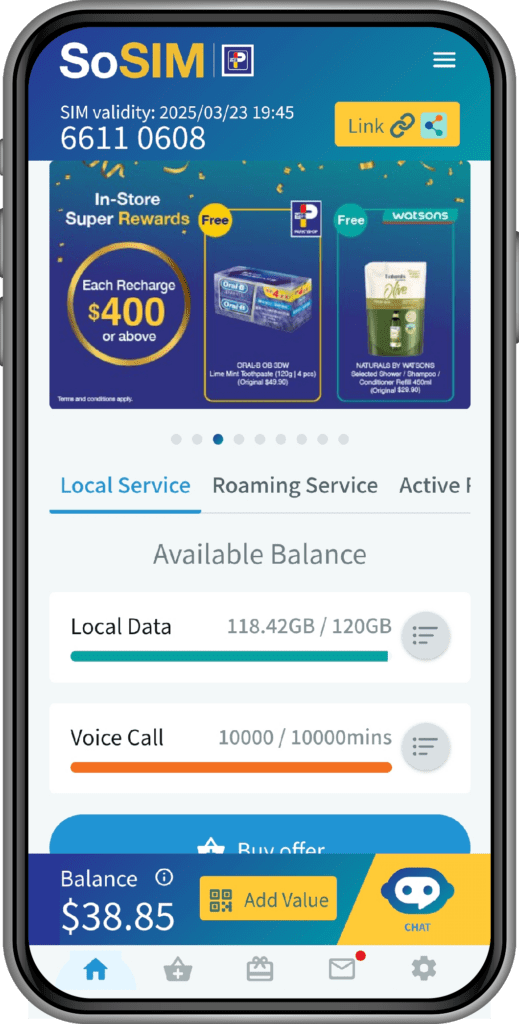 SoSIM app screen